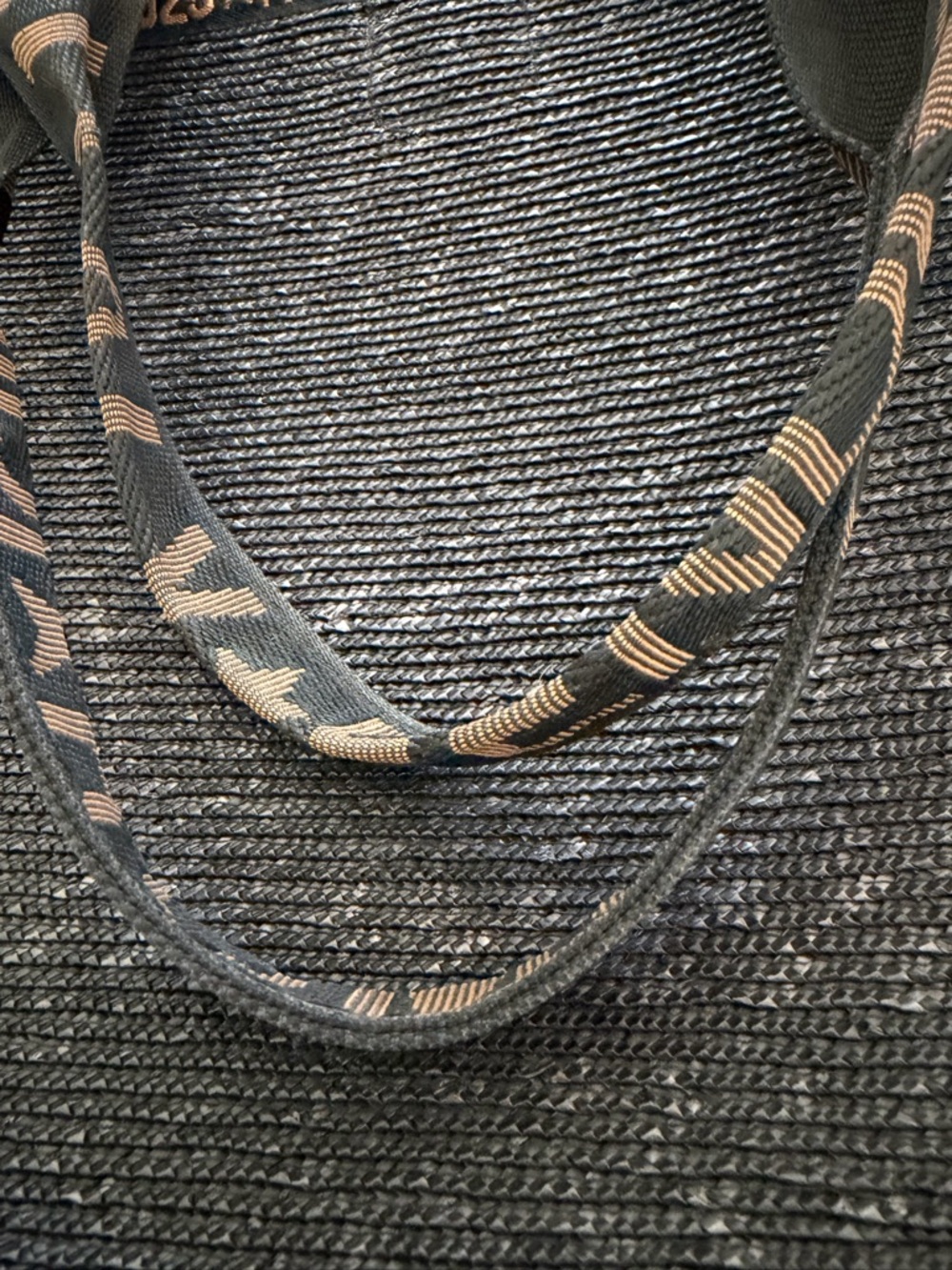 Fendi Logo Black Gold Jacquard Raffia
Tote Zucca Shoulder Straw Bag Boho Vtg - Picture 14 of 17